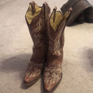 Corral Brown leather embroidered cowboy boots 8